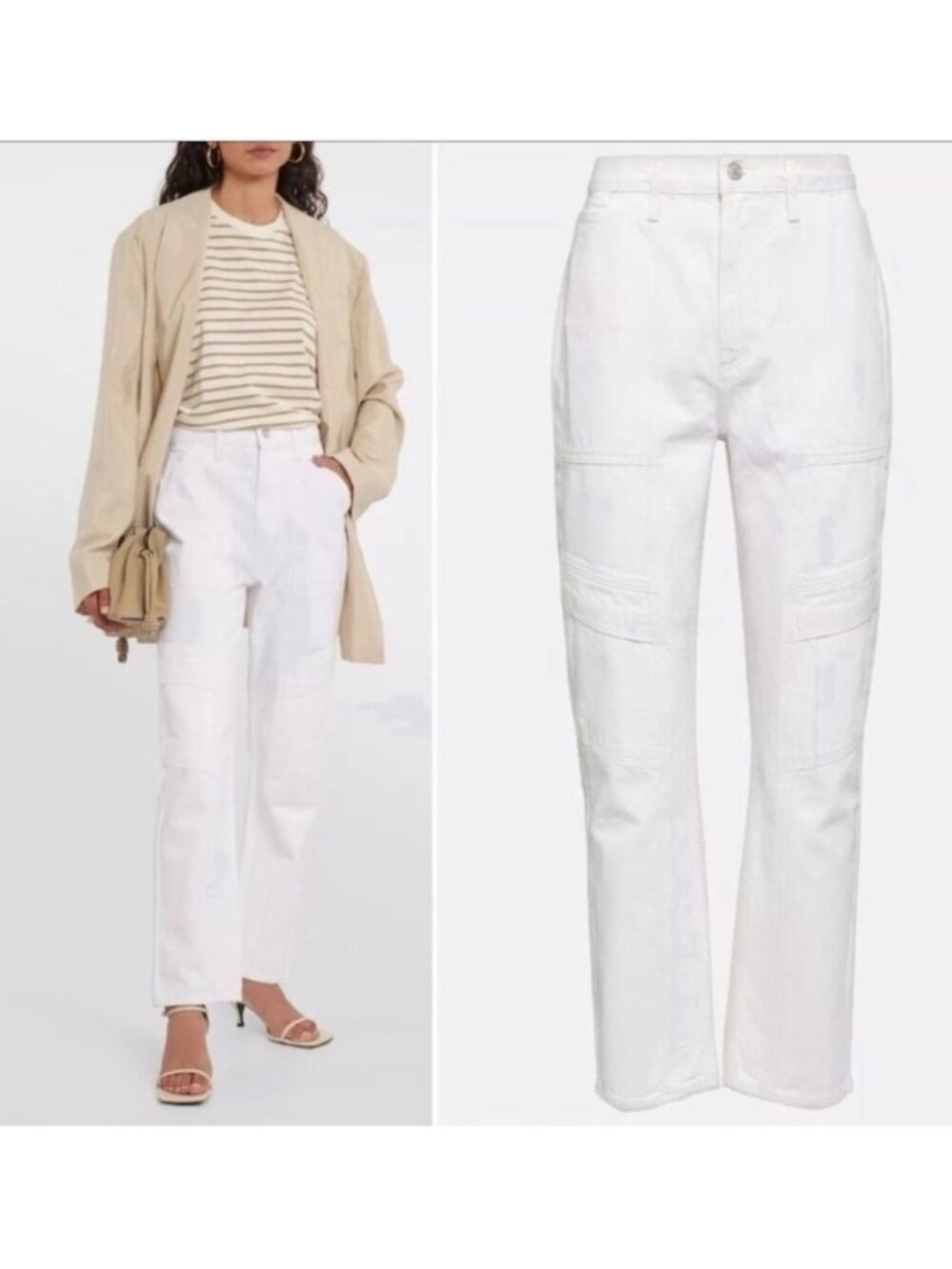 AGOLDE Women's Cooper Cargo Straight Leg High Waisted Jeans in Milkshake